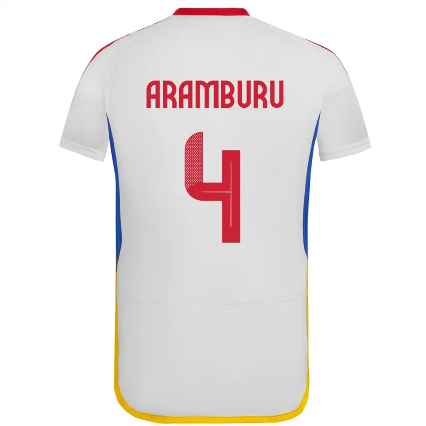 Danxen Hombre Camiseta Venezuela Jon Aramburu #4 Blanco 2ª Equipación 24-26 La Camisa