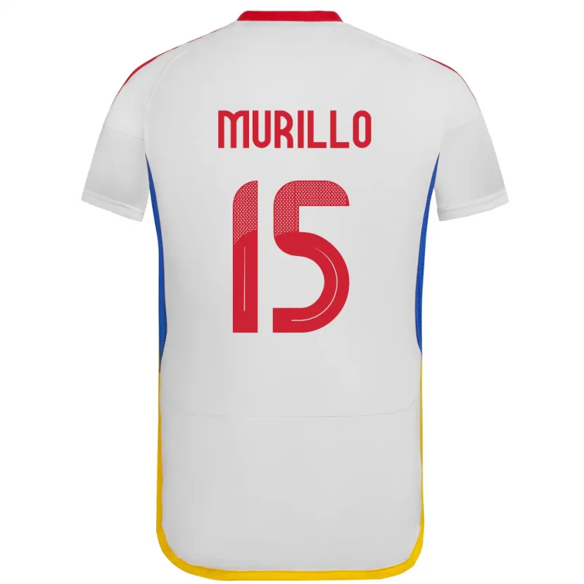 Danxen Hombre Camiseta Venezuela Jhon Murillo #15 Blanco 2ª Equipación 24-26 La Camisa