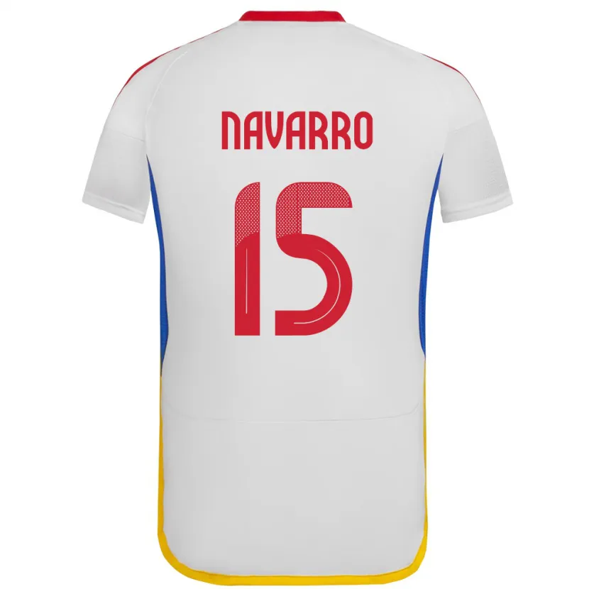 Danxen Hombre Camiseta Venezuela Miguel Navarro #15 Blanco 2ª Equipación 24-26 La Camisa