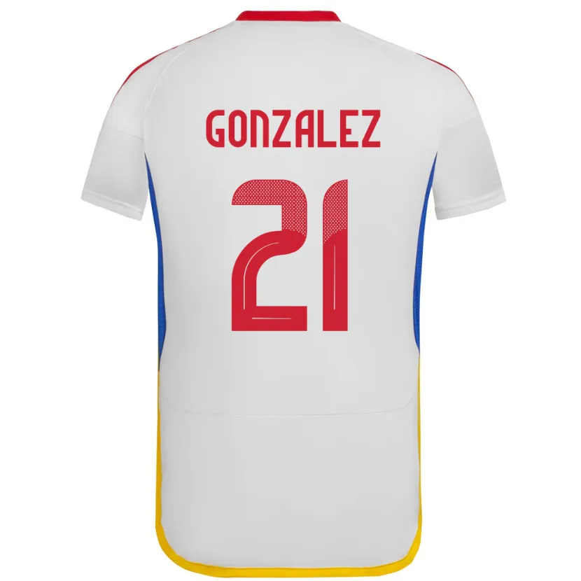 Danxen Hombre Camiseta Venezuela Alexander González #21 Blanco 2ª Equipación 24-26 La Camisa