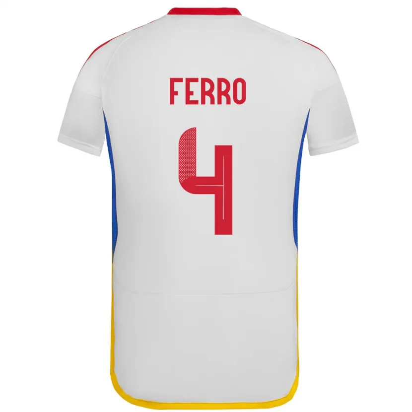 Danxen Hombre Camiseta Venezuela Andrés Ferro #4 Blanco 2ª Equipación 24-26 La Camisa