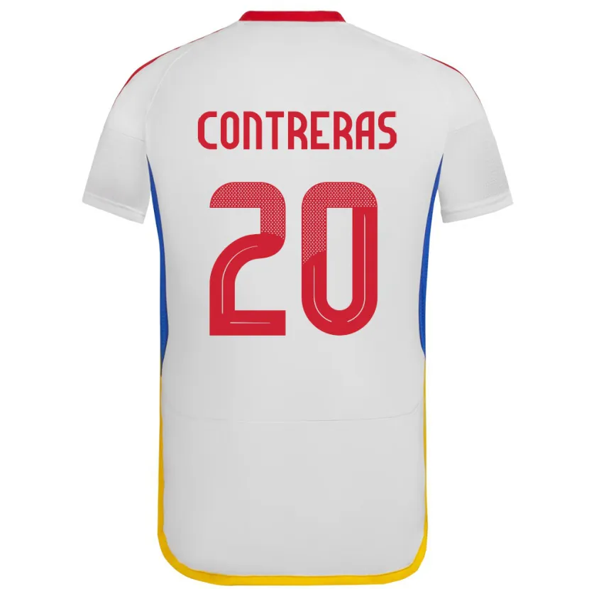 Danxen Hombre Camiseta Venezuela Anderson Contreras #20 Blanco 2ª Equipación 24-26 La Camisa