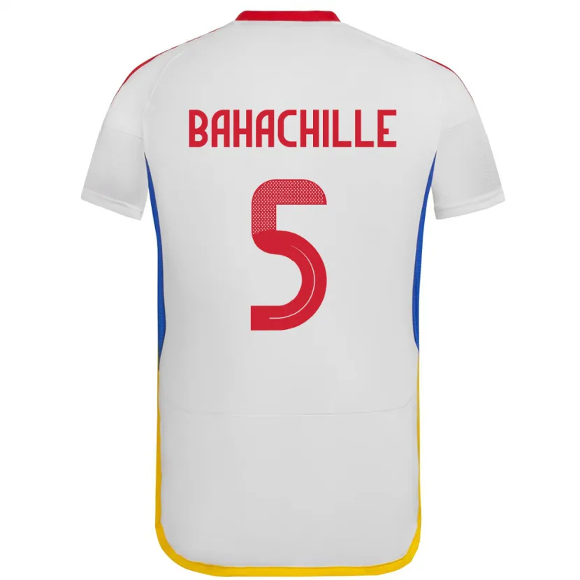 Danxen Hombre Camiseta Venezuela Abraham Bahachille #5 Blanco 2ª Equipación 24-26 La Camisa