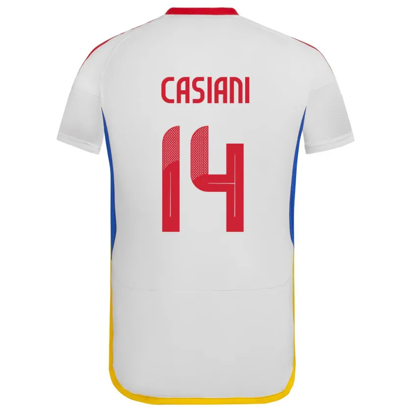 Danxen Hombre Camiseta Venezuela Luis Casiani #14 Blanco 2ª Equipación 24-26 La Camisa
