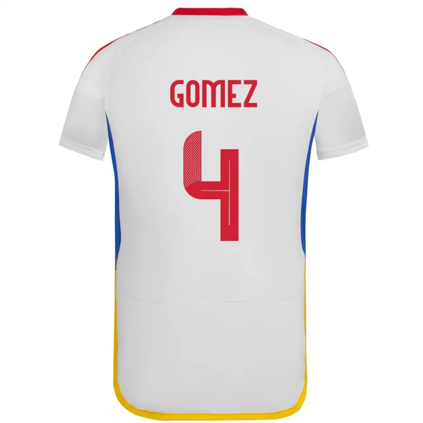 Danxen Hombre Camiseta Venezuela Santiago Gómez #4 Blanco 2ª Equipación 24-26 La Camisa