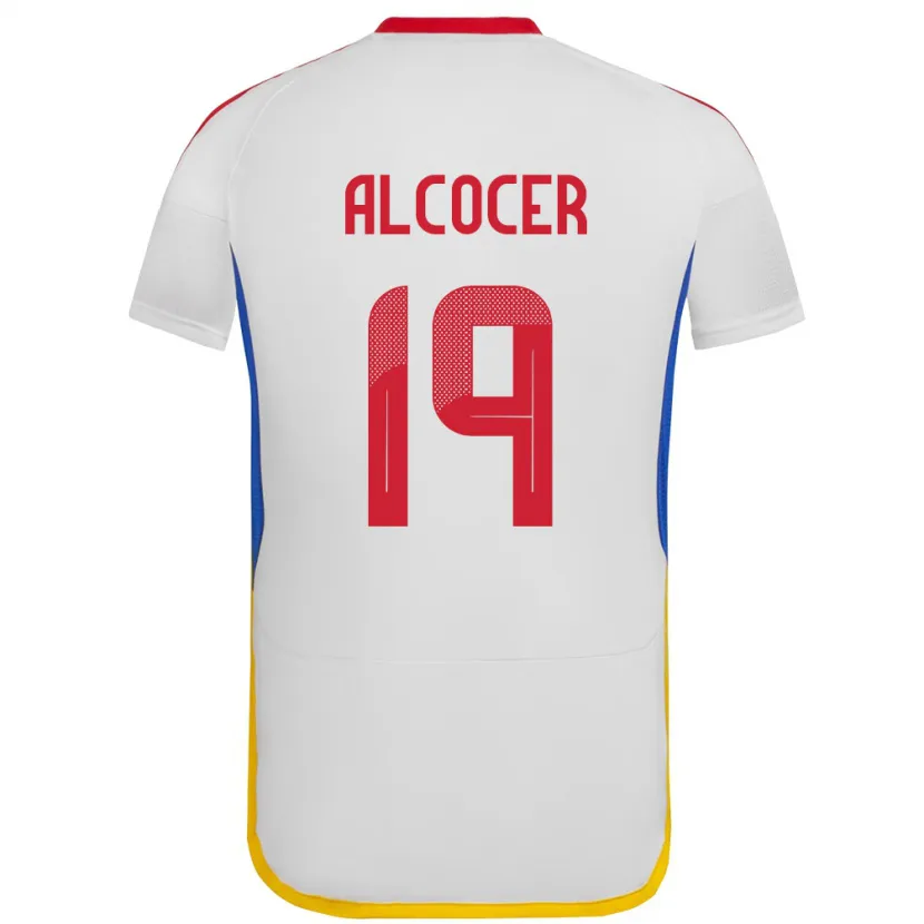 Danxen Hombre Camiseta Venezuela Brayan Alcocer #19 Blanco 2ª Equipación 24-26 La Camisa