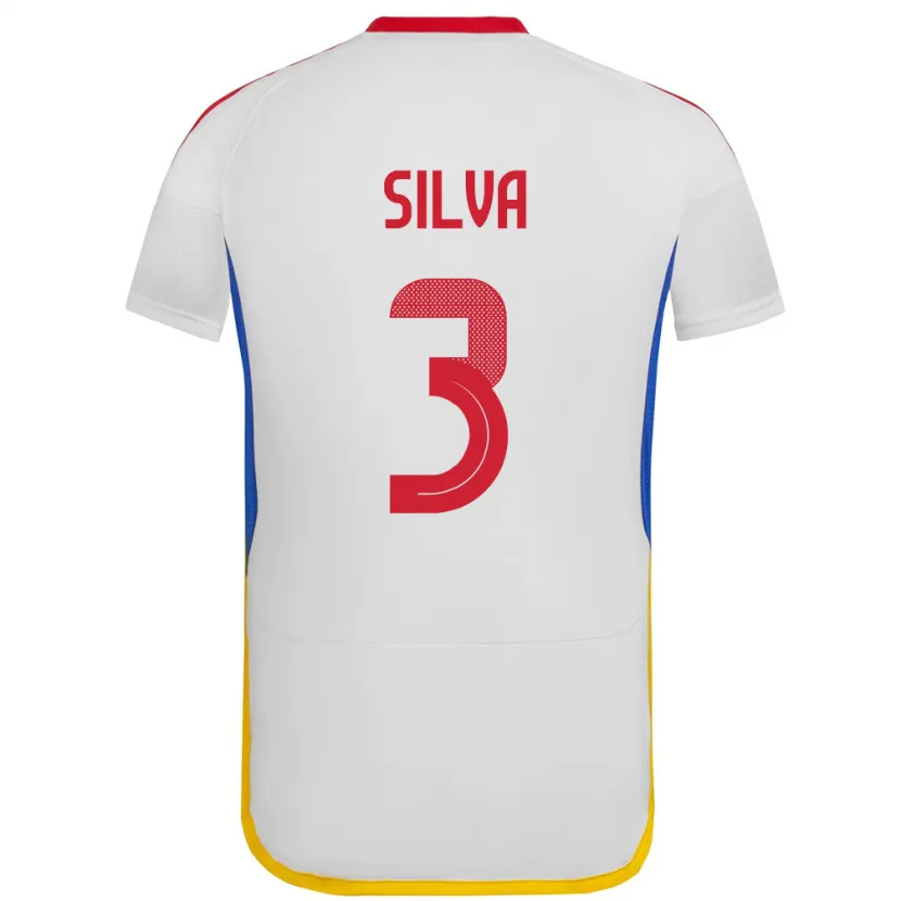 Danxen Hombre Camiseta Venezuela Santiago Silva #3 Blanco 2ª Equipación 24-26 La Camisa