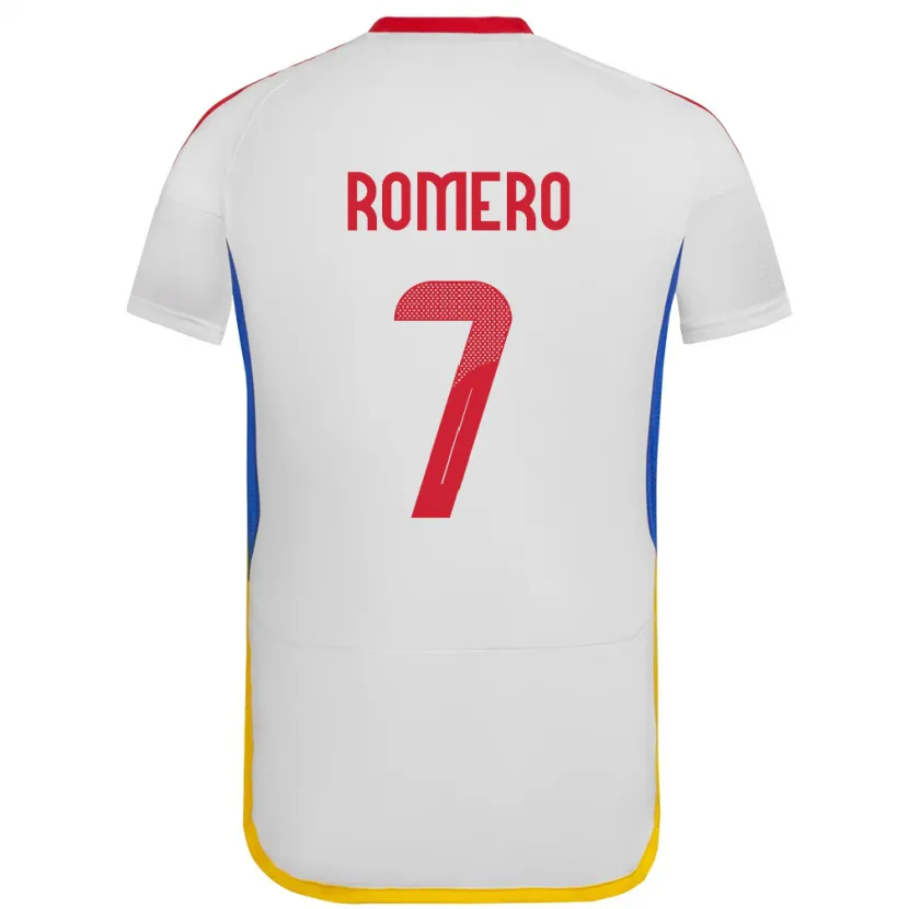 Danxen Hombre Camiseta Venezuela Leenhan Romero #7 Blanco 2ª Equipación 24-26 La Camisa