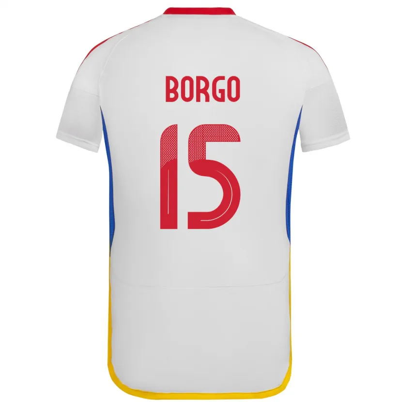 Danxen Hombre Camiseta Venezuela Ángel Borgo #15 Blanco 2ª Equipación 24-26 La Camisa