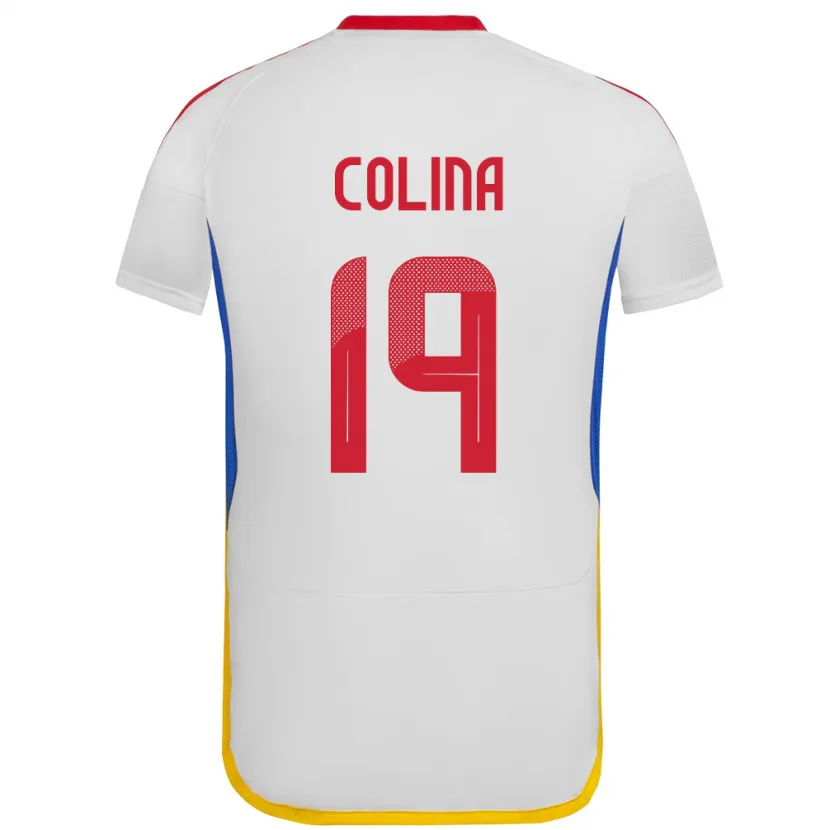 Danxen Hombre Camiseta Venezuela Junior Colina #19 Blanco 2ª Equipación 24-26 La Camisa