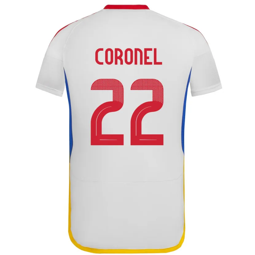 Danxen Hombre Camiseta Venezuela Nohelis Coronel #22 Blanco 2ª Equipación 24-26 La Camisa