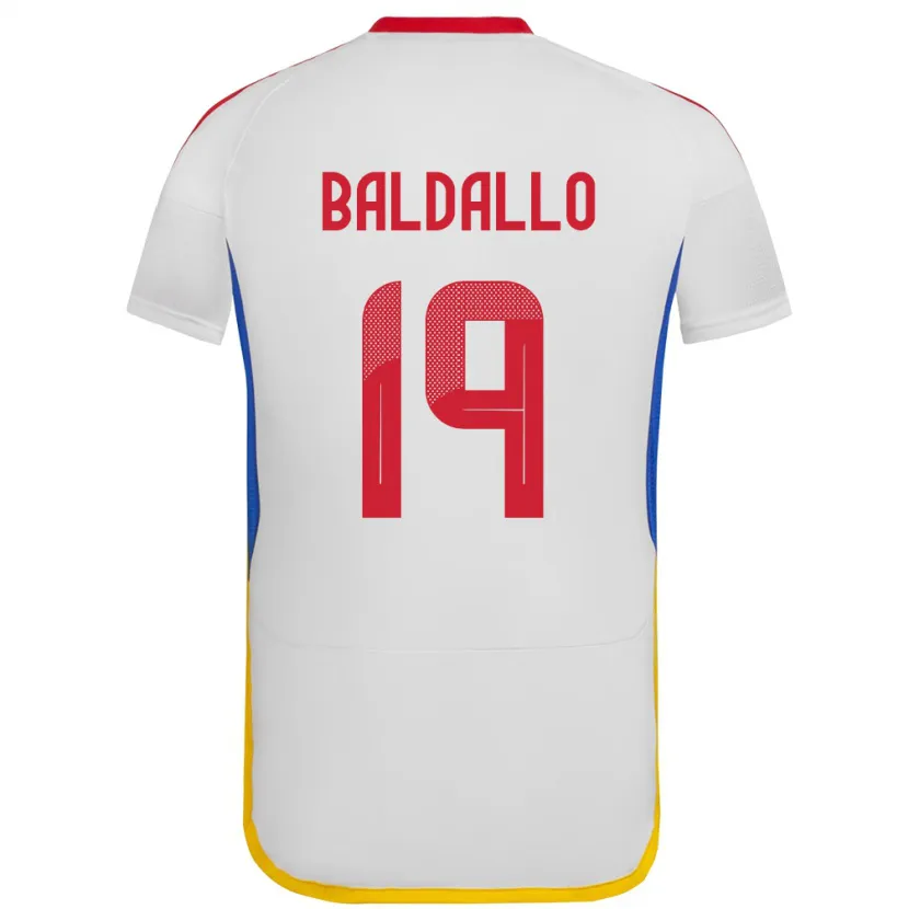 Danxen Hombre Camiseta Venezuela Micheel Baldallo #19 Blanco 2ª Equipación 24-26 La Camisa