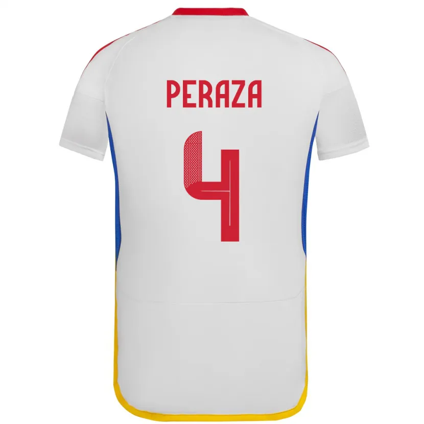 Danxen Hombre Camiseta Venezuela María Peraza #4 Blanco 2ª Equipación 24-26 La Camisa