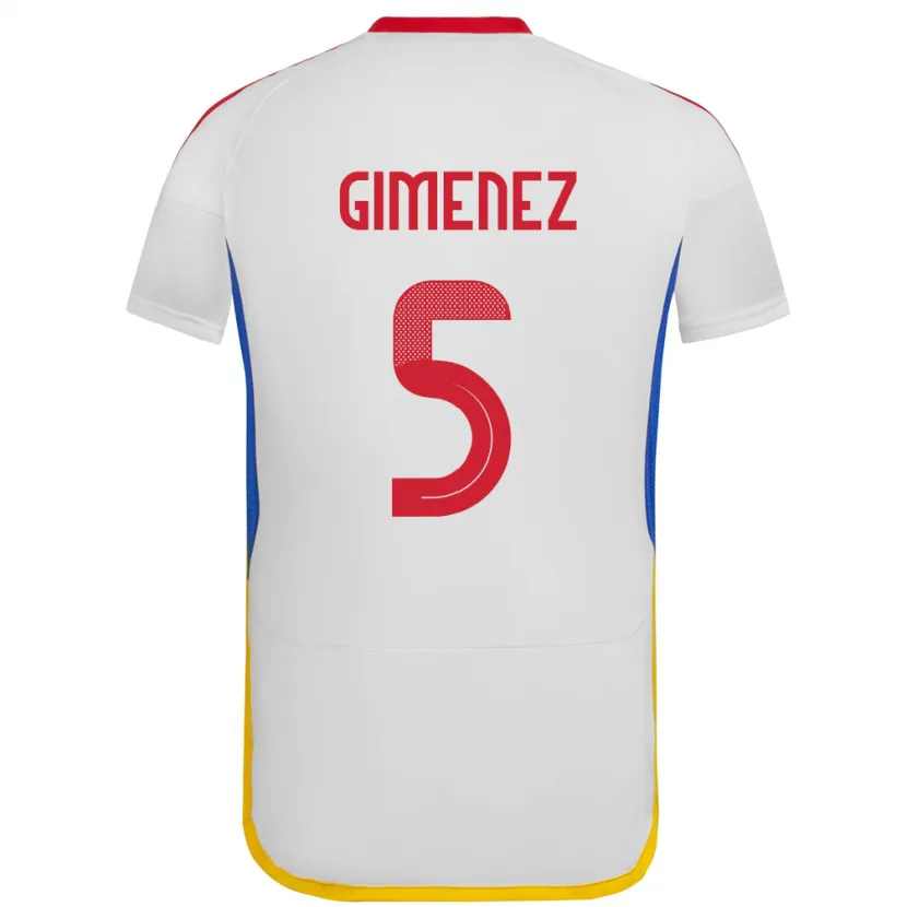 Danxen Hombre Camiseta Venezuela Yenifer Giménez #5 Blanco 2ª Equipación 24-26 La Camisa