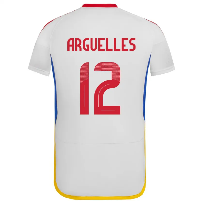 Danxen Hombre Camiseta Venezuela Wilmary Argüelles #12 Blanco 2ª Equipación 24-26 La Camisa
