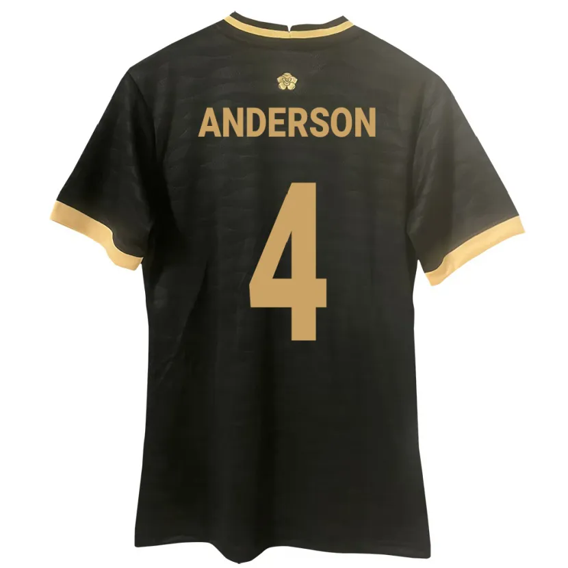 Danxen Hombre Camiseta Panamá Eduardo Anderson #4 Negro 2ª Equipación 24-26 La Camisa