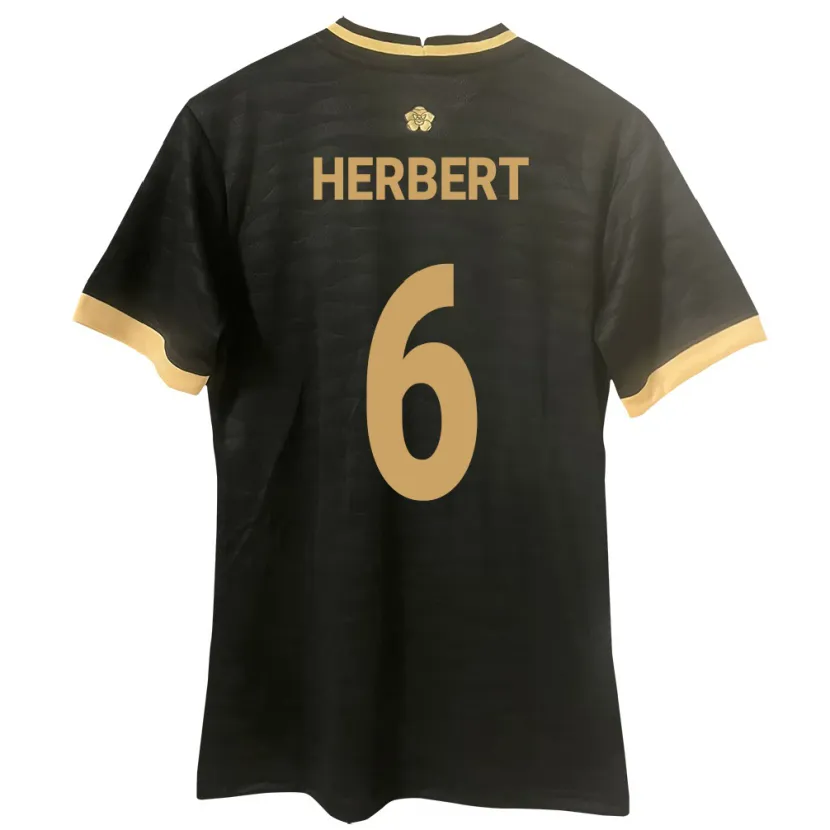 Danxen Hombre Camiseta Panamá Giovany Herbert #6 Negro 2ª Equipación 24-26 La Camisa