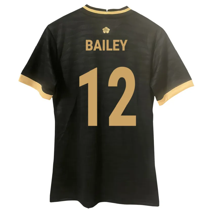 Danxen Hombre Camiseta Panamá Yenith Bailey #12 Negro 2ª Equipación 24-26 La Camisa
