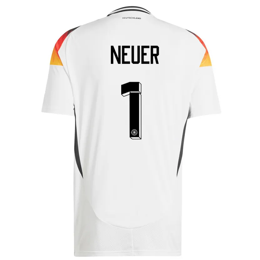 Danxen Mujer Camiseta Alemania Manuel Neuer #1 Blanco 1ª Equipación 24-26 La Camisa