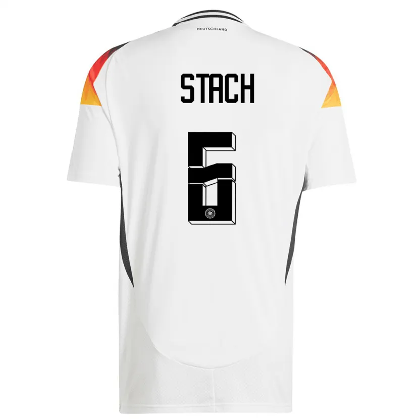 Danxen Mujer Camiseta Alemania Anton Stach #6 Blanco 1ª Equipación 24-26 La Camisa