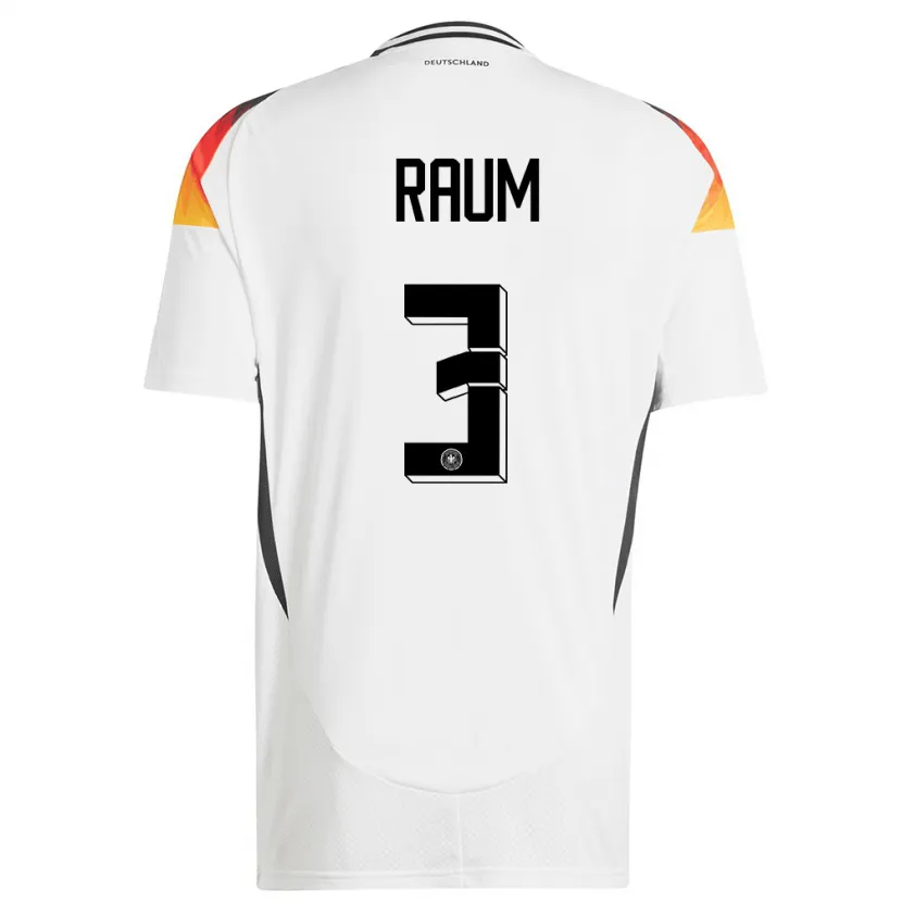 Danxen Mujer Camiseta Alemania David Raum #3 Blanco 1ª Equipación 24-26 La Camisa