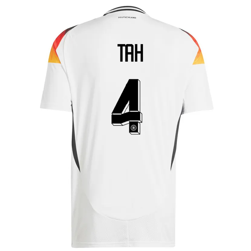 Danxen Mujer Camiseta Alemania Jonathan Tah #4 Blanco 1ª Equipación 24-26 La Camisa