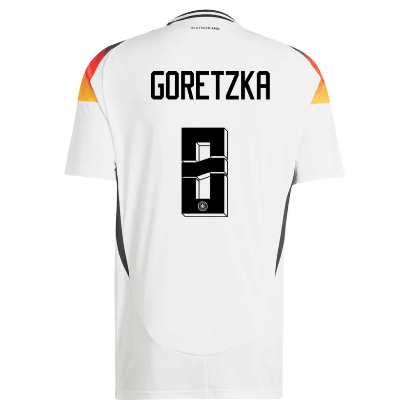 Danxen Mujer Camiseta Alemania Leon Goretzka #8 Blanco 1ª Equipación 24-26 La Camisa