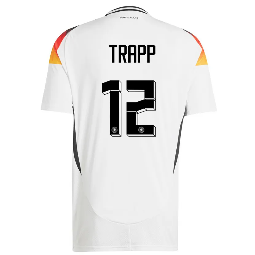 Danxen Mujer Camiseta Alemania Kevin Trapp #12 Blanco 1ª Equipación 24-26 La Camisa