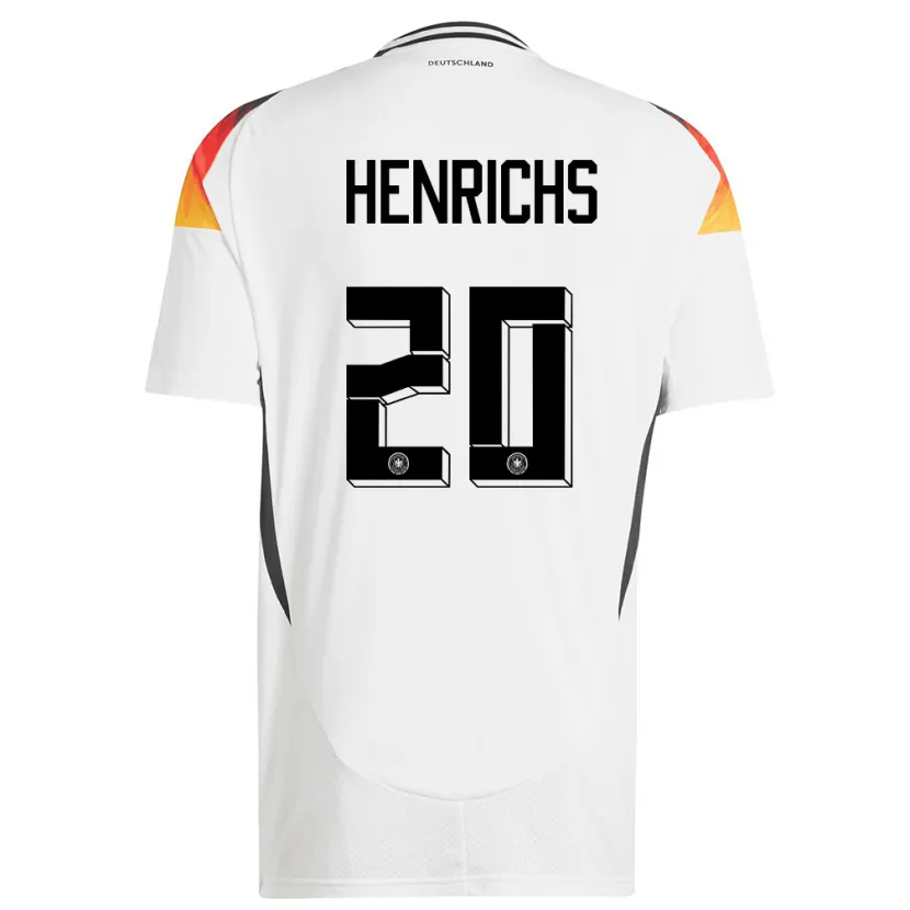 Danxen Mujer Camiseta Alemania Benjamin Henrichs #20 Blanco 1ª Equipación 24-26 La Camisa