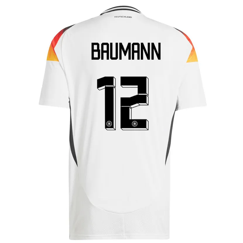 Danxen Mujer Camiseta Alemania Oliver Baumann #12 Blanco 1ª Equipación 24-26 La Camisa