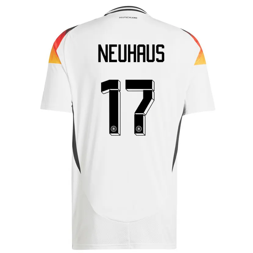Danxen Mujer Camiseta Alemania Florian Neuhaus #17 Blanco 1ª Equipación 24-26 La Camisa