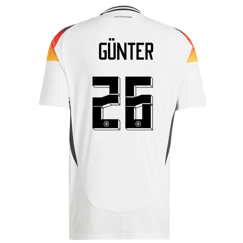 Danxen Mujer Camiseta Alemania Christian Günter #26 Blanco 1ª Equipación 24-26 La Camisa