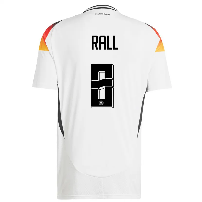 Danxen Mujer Camiseta Alemania Maximiliane Rall #8 Blanco 1ª Equipación 24-26 La Camisa