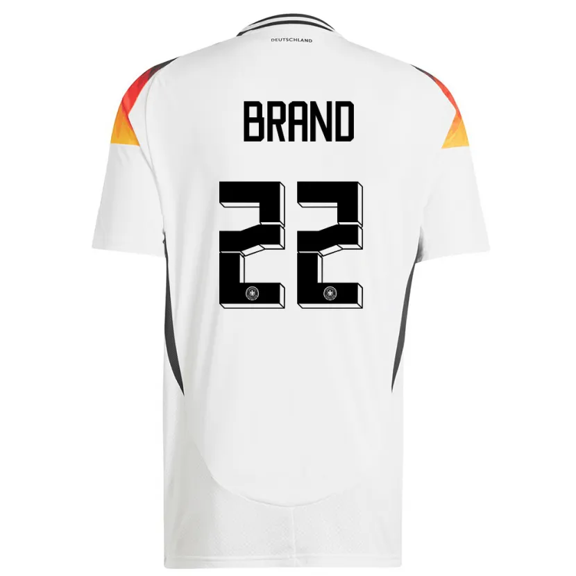 Danxen Mujer Camiseta Alemania Jule Brand #22 Blanco 1ª Equipación 24-26 La Camisa