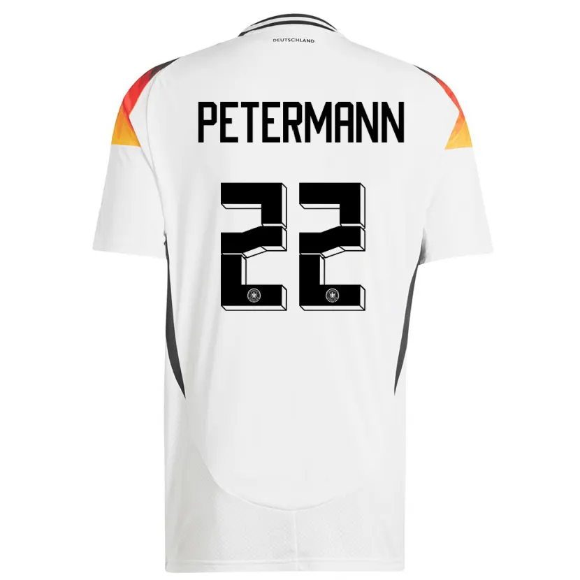 Danxen Mujer Camiseta Alemania Lena Petermann #22 Blanco 1ª Equipación 24-26 La Camisa