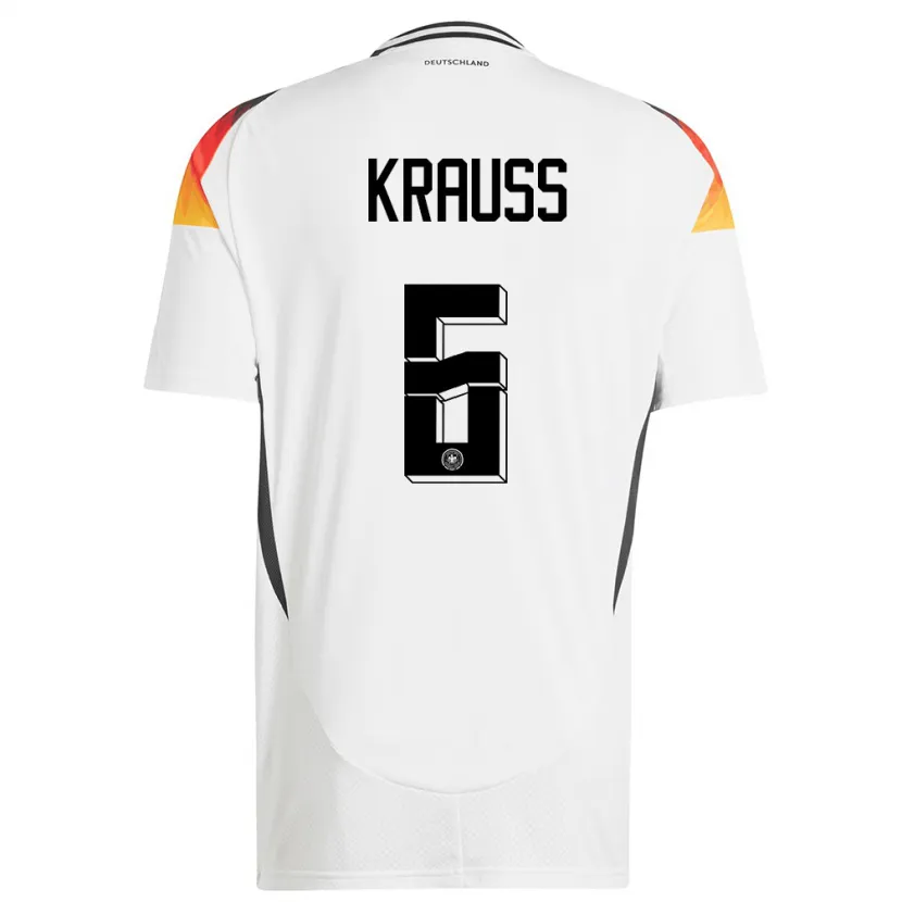 Danxen Mujer Camiseta Alemania Tom Kraub #6 Blanco 1ª Equipación 24-26 La Camisa
