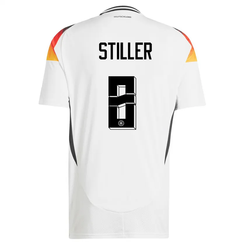 Danxen Mujer Camiseta Alemania Angelo Stiller #8 Blanco 1ª Equipación 24-26 La Camisa