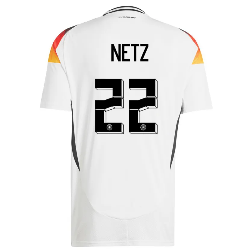 Danxen Mujer Camiseta Alemania Luca Netz #22 Blanco 1ª Equipación 24-26 La Camisa