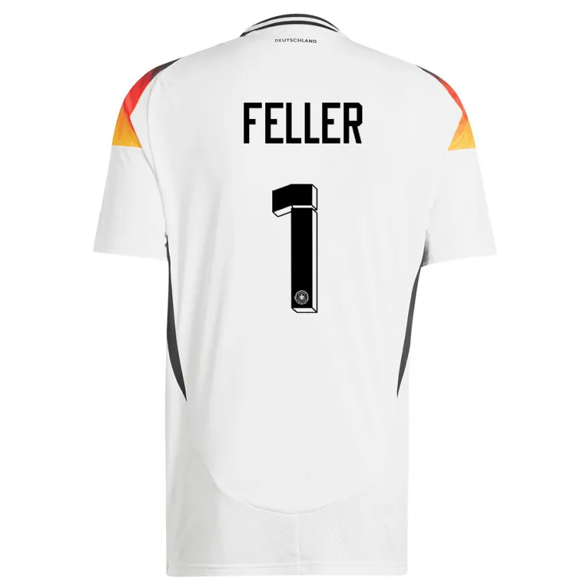 Danxen Mujer Camiseta Alemania Frank Feller #1 Blanco 1ª Equipación 24-26 La Camisa