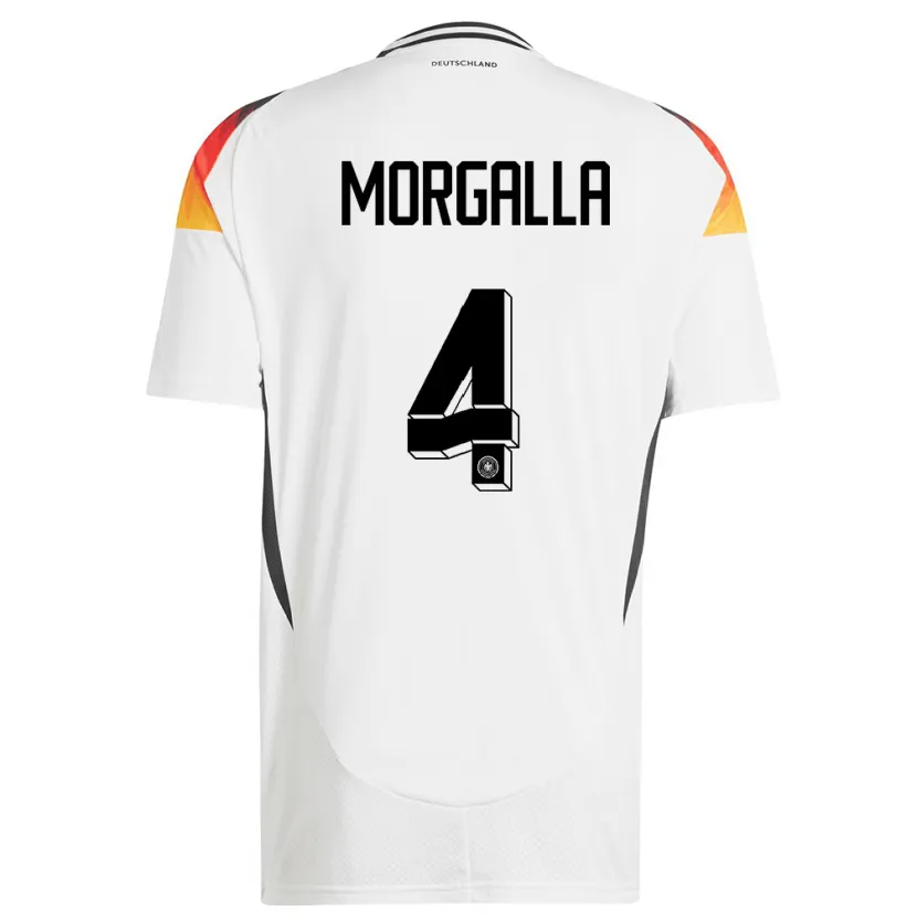 Danxen Mujer Camiseta Alemania Leandro Morgalla #4 Blanco 1ª Equipación 24-26 La Camisa