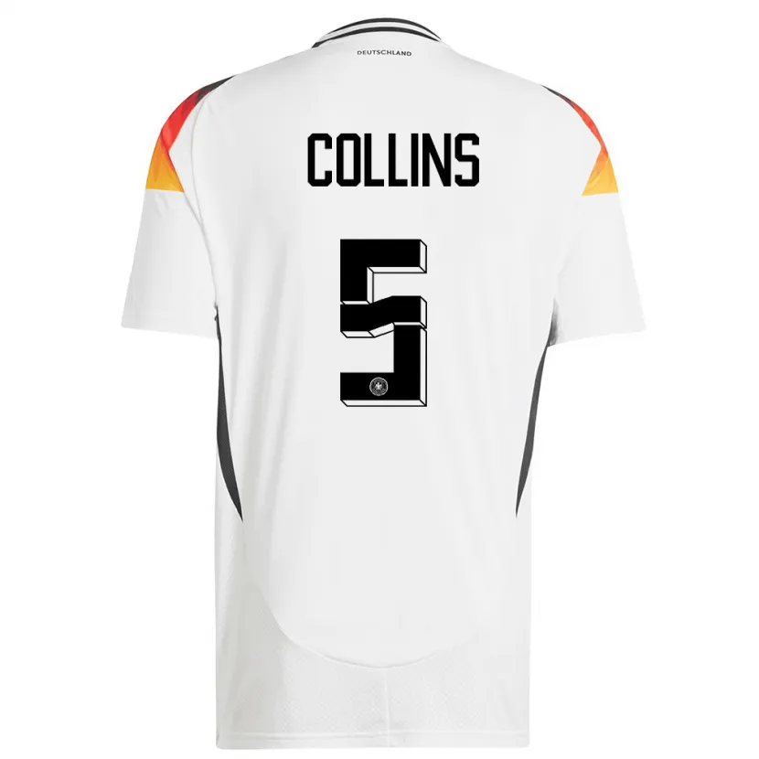 Danxen Mujer Camiseta Alemania Nnamdi Collins #5 Blanco 1ª Equipación 24-26 La Camisa