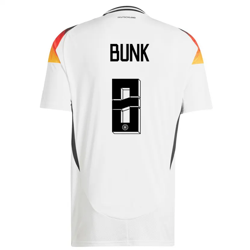 Danxen Mujer Camiseta Alemania Daniel Bunk #8 Blanco 1ª Equipación 24-26 La Camisa