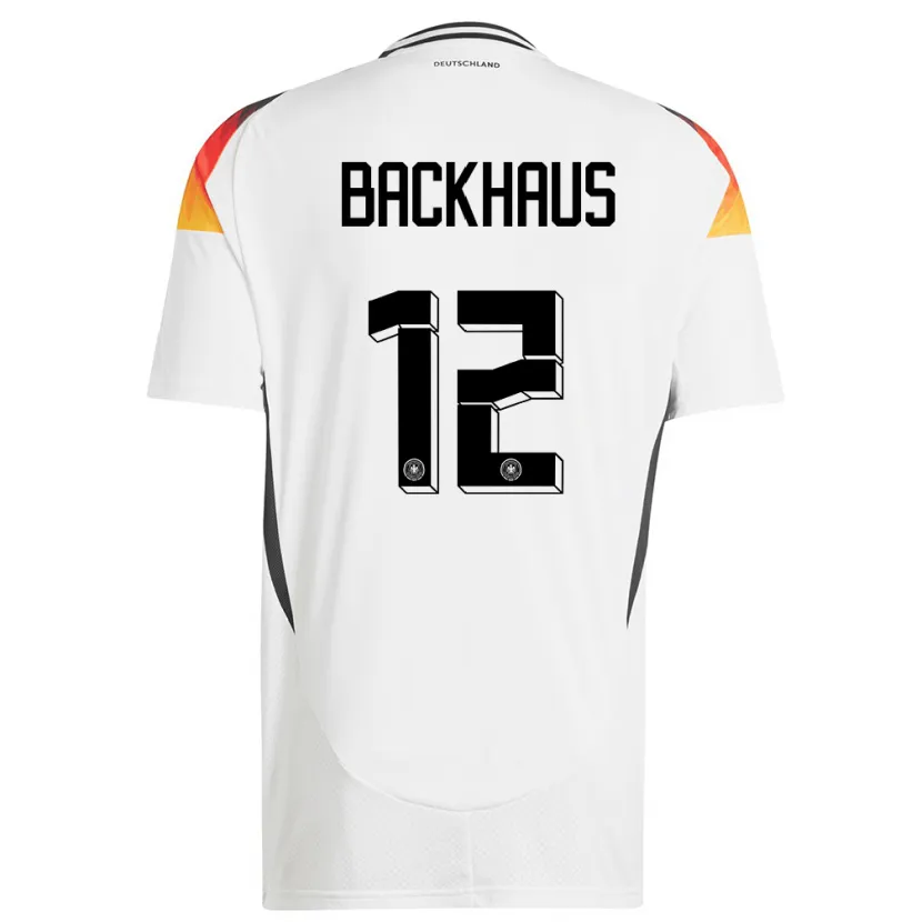 Danxen Mujer Camiseta Alemania Mio Backhaus #12 Blanco 1ª Equipación 24-26 La Camisa