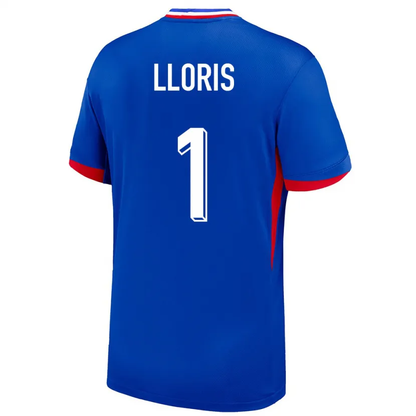 Danxen Mujer Camiseta Francia Hugo Lloris #1 Azul 1ª Equipación 24-26 La Camisa