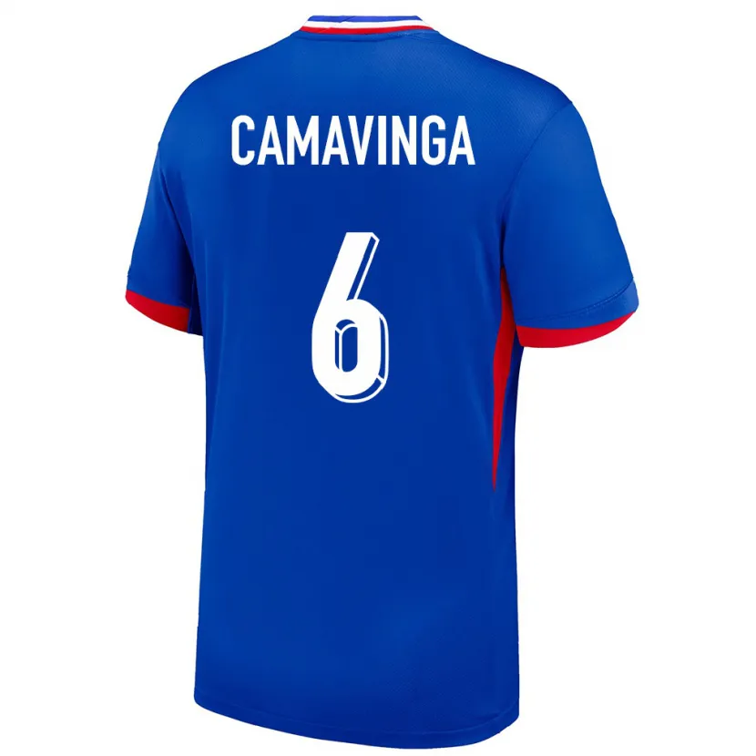 Danxen Mujer Camiseta Francia Eduardo Camavinga #6 Azul 1ª Equipación 24-26 La Camisa