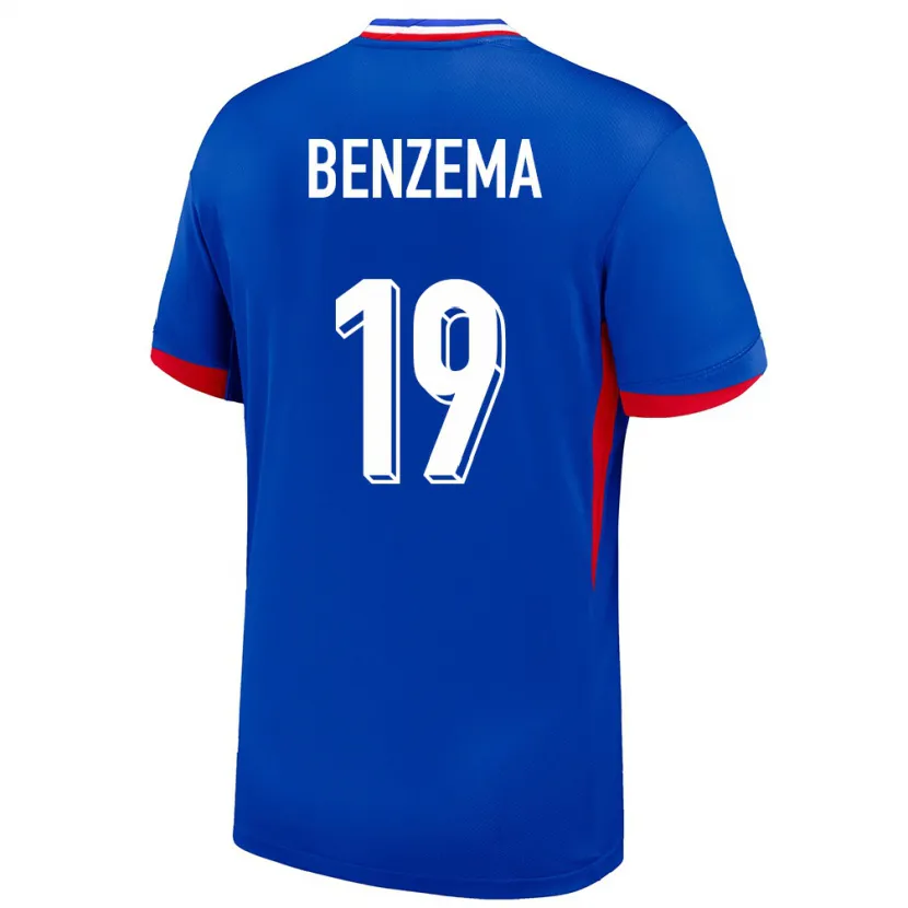 Danxen Mujer Camiseta Francia Karim Benzema #19 Azul 1ª Equipación 24-26 La Camisa