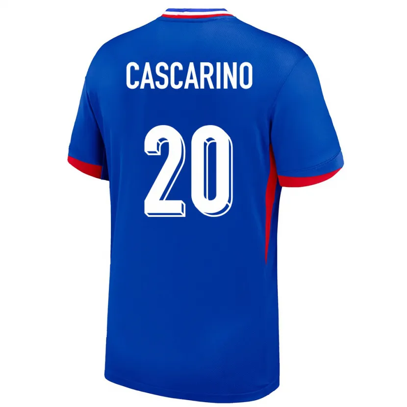 Danxen Mujer Camiseta Francia Delphine Cascarino #20 Azul 1ª Equipación 24-26 La Camisa