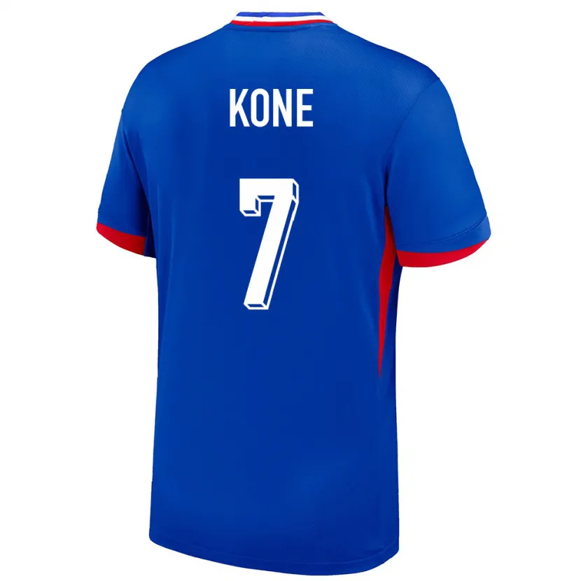Danxen Mujer Camiseta Francia Kouadio Kone #7 Azul 1ª Equipación 24-26 La Camisa