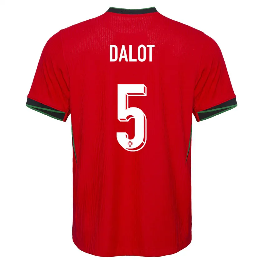 Danxen Mujer Camiseta Portugal Diogo Dalot #5 Rojo 1ª Equipación 24-26 La Camisa