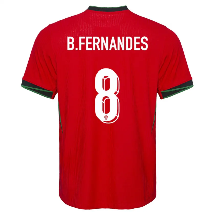 Danxen Mujer Camiseta Portugal Bruno Fernandes #8 Rojo 1ª Equipación 24-26 La Camisa